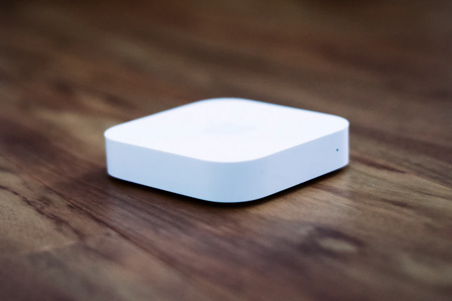 Ilustrasi router WiFi dengan simbol keamanan
